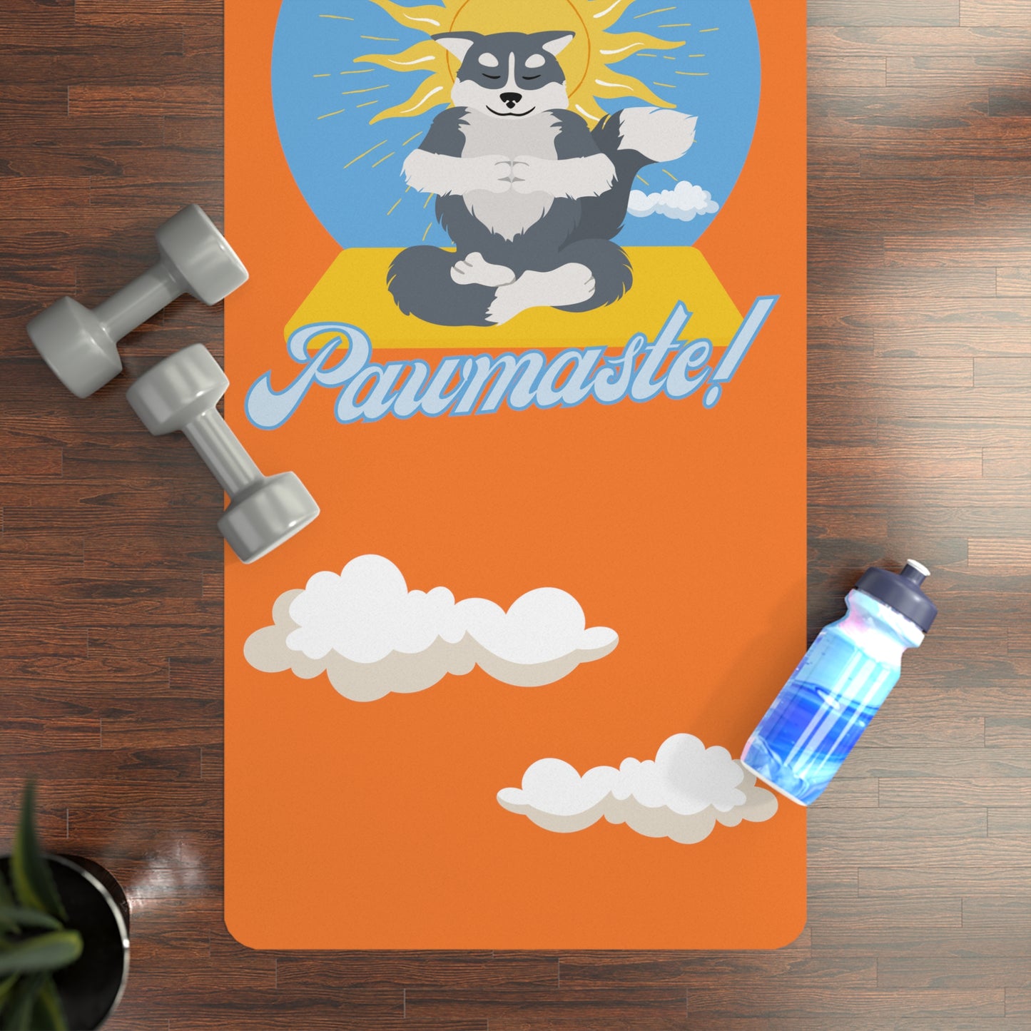 Happy Husky Pawmaste in the Clouds Rubber Yoga Mat