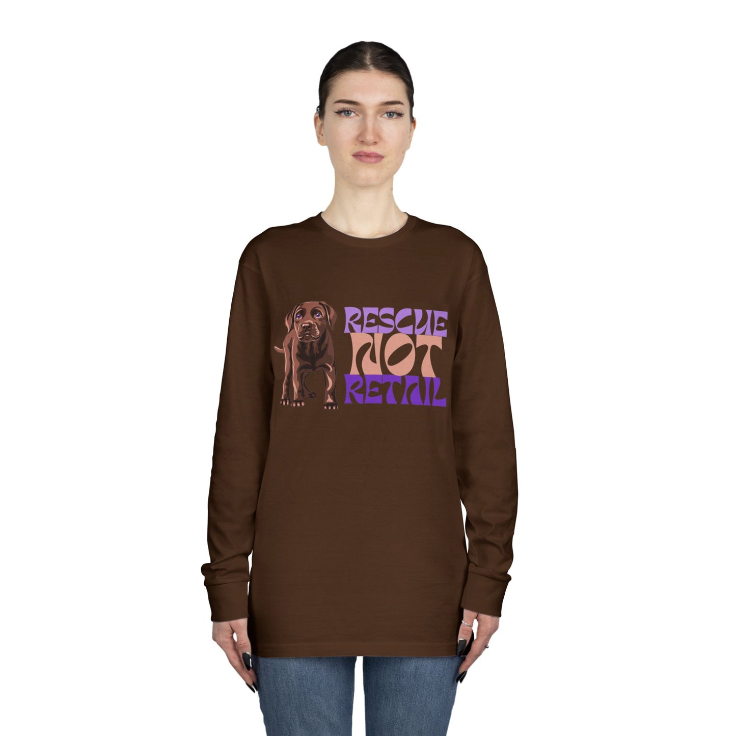 Rescue Not Retail Rescue Puppy Yoga Long Sleeve Tee – Adopt Don’t Shop Dog Rescue Shirt