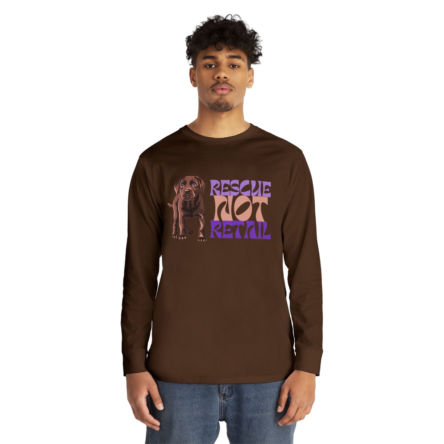 Rescue Not Retail Rescue Puppy Yoga Long Sleeve Tee – Adopt Don’t Shop Dog Rescue Shirt