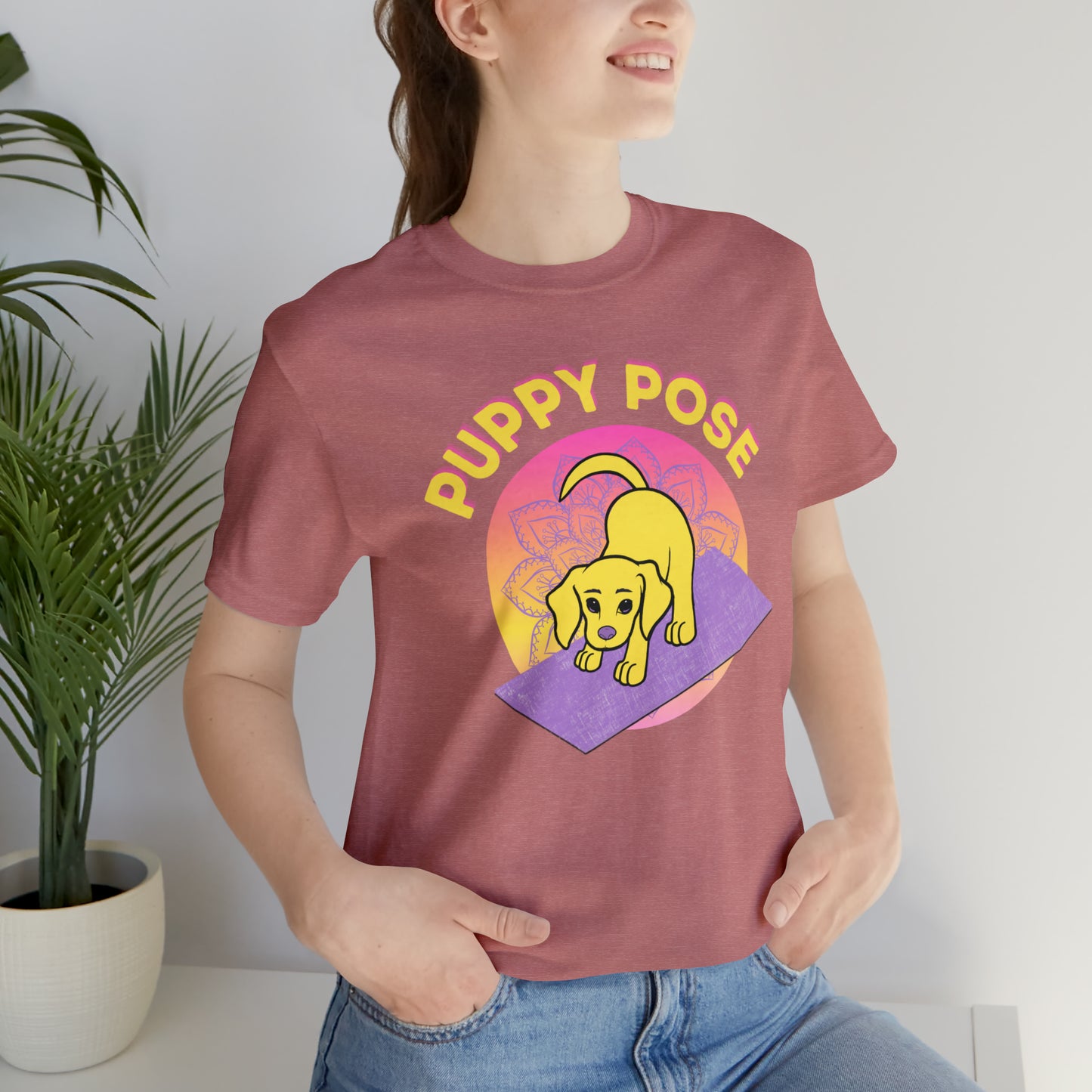 Puppy Pose with Yogi the Rescue Puppy Yoga Mascot Unisex Classic Tee