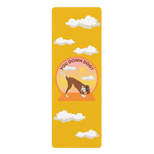 You Down Dog? Boxer in the Clouds Rubber Yoga Mat