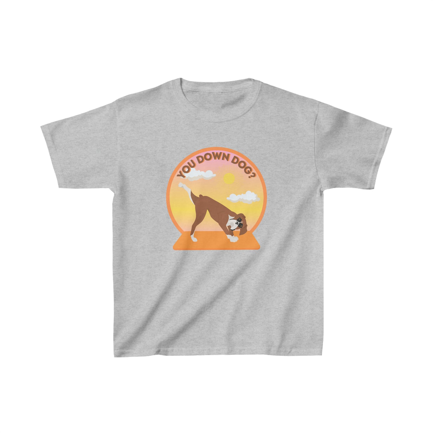 KIDS Downdog Boxer Puppy Yoga Shirt Unisex Classic Tee