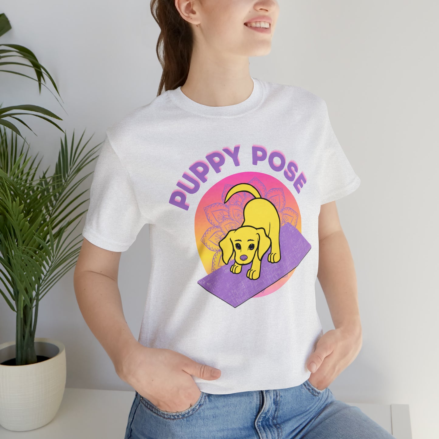 Puppy Pose with Yogi the Rescue Puppy Yoga Mascot Unisex Classic Tee