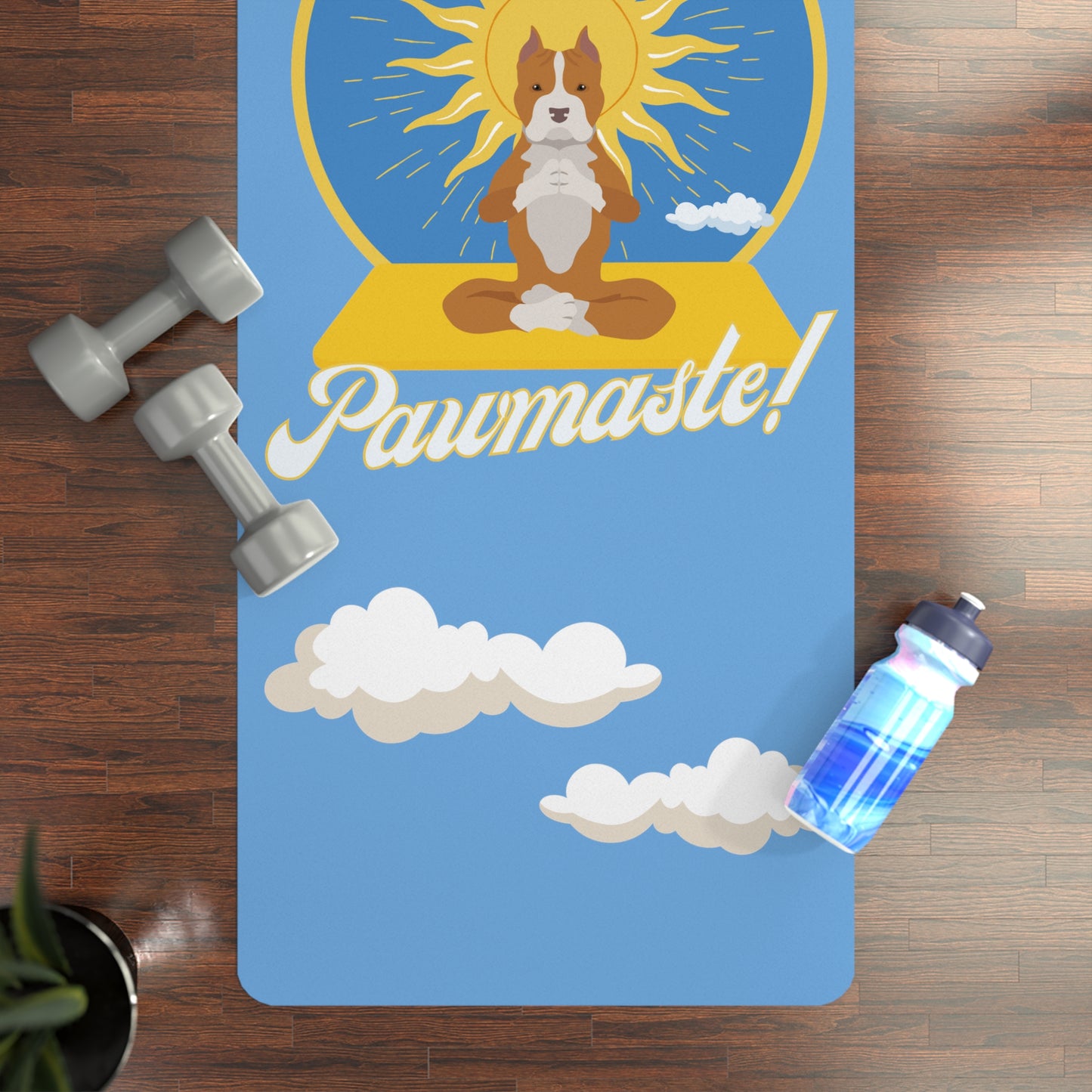 Pawmaste Peacful Pitbull Pawmaste in the Clouds Rubber Yoga Mat