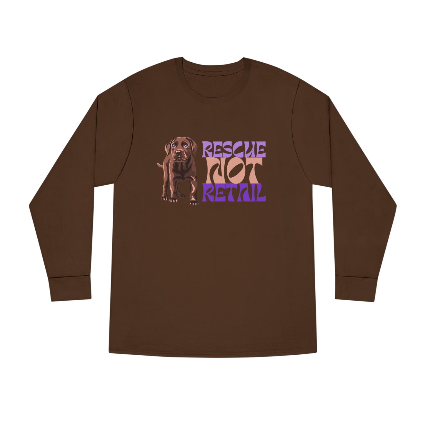Rescue Not Retail Rescue Puppy Yoga Long Sleeve Tee – Adopt Don’t Shop Dog Rescue Shirt