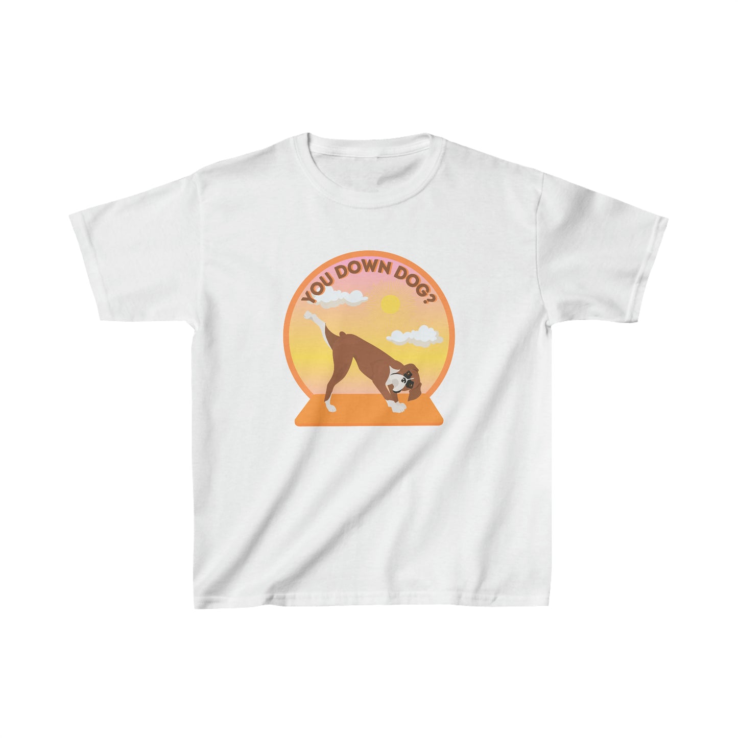 KIDS Downdog Boxer Puppy Yoga Shirt Unisex Classic Tee