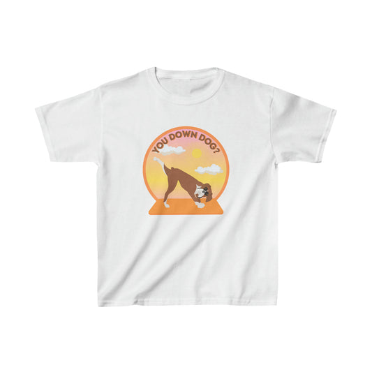 KIDS Downdog Boxer Puppy Yoga Shirt Unisex Classic Tee