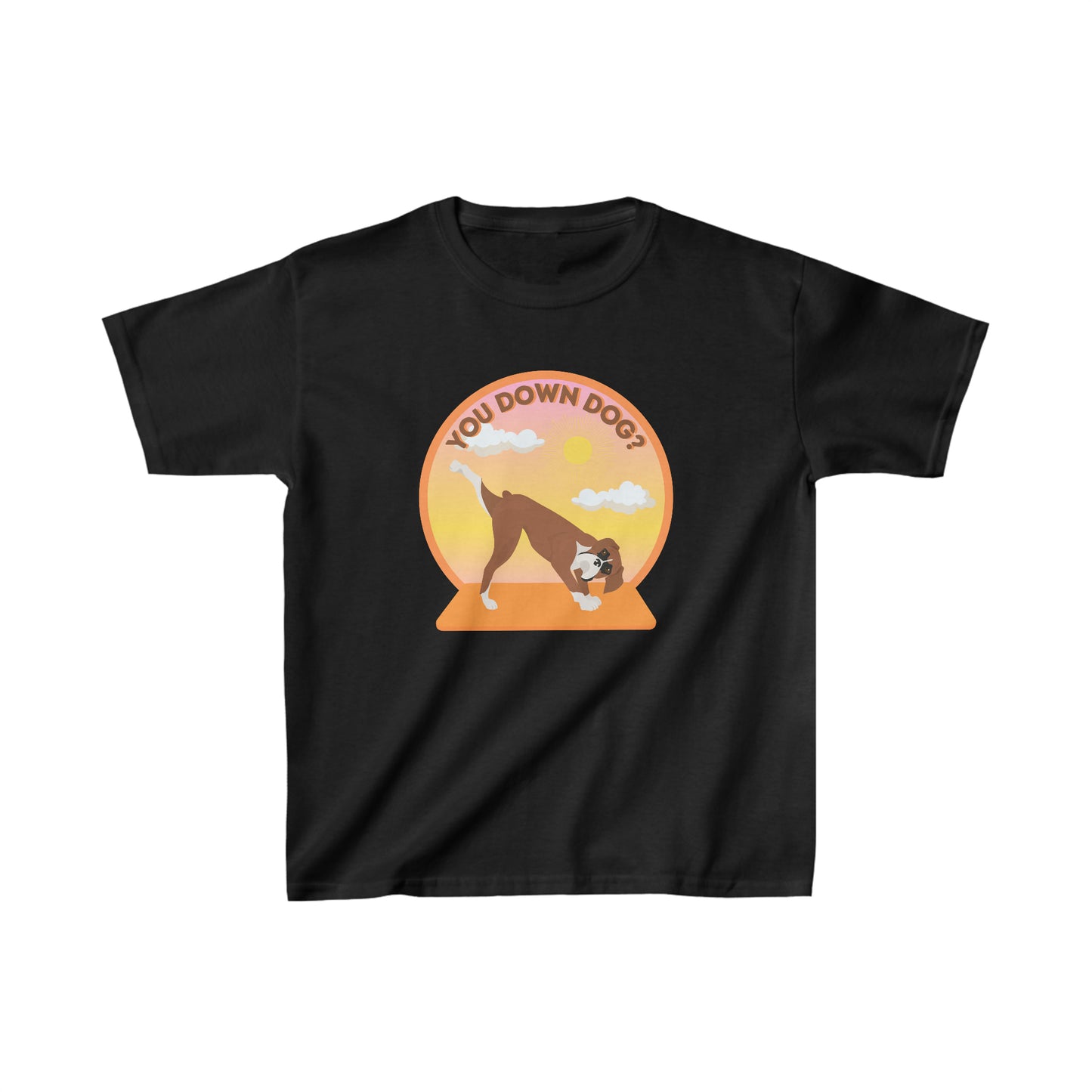 KIDS Downdog Boxer Puppy Yoga Shirt Unisex Classic Tee