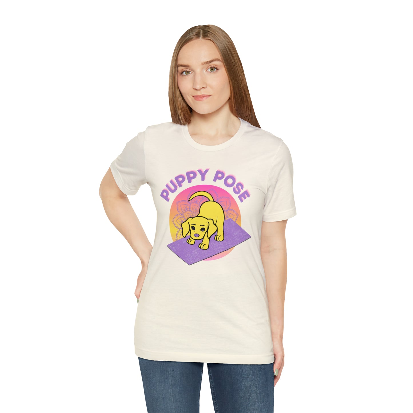 Puppy Pose with Yogi the Rescue Puppy Yoga Mascot Unisex Classic Tee