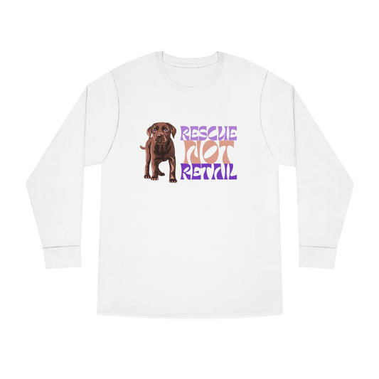 Rescue Not Retail Rescue Puppy Yoga Long Sleeve Tee – Adopt Don’t Shop Dog Rescue Shirt
