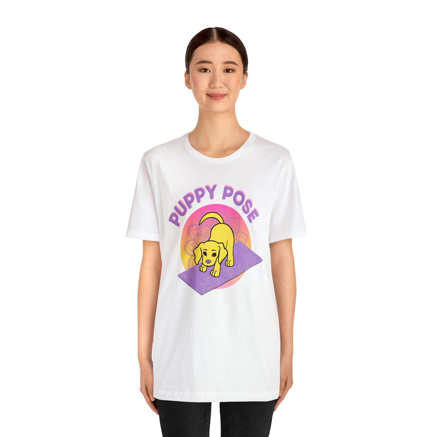 Puppy Pose with Yogi the Rescue Puppy Yoga Mascot Unisex Classic Tee