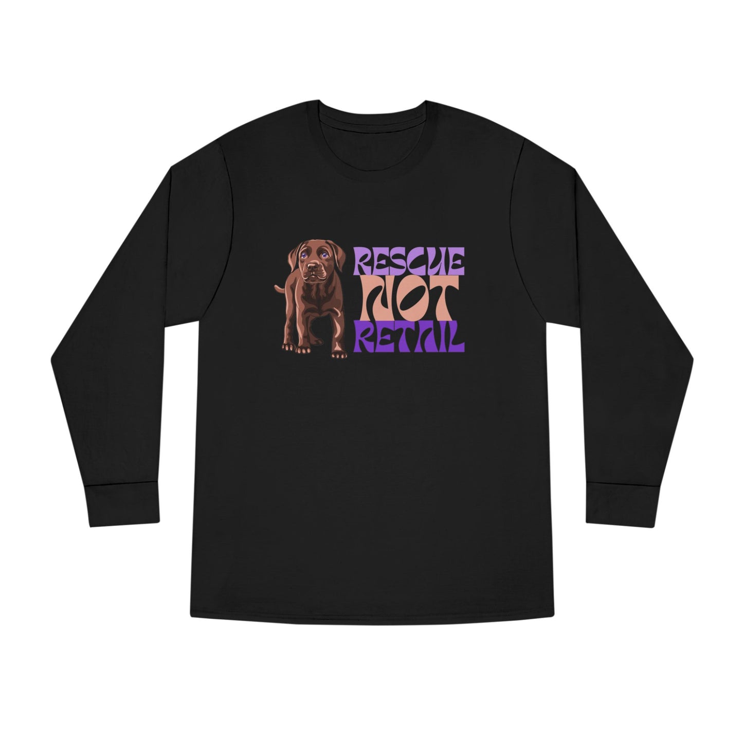 Rescue Not Retail Rescue Puppy Yoga Long Sleeve Tee – Adopt Don’t Shop Dog Rescue Shirt