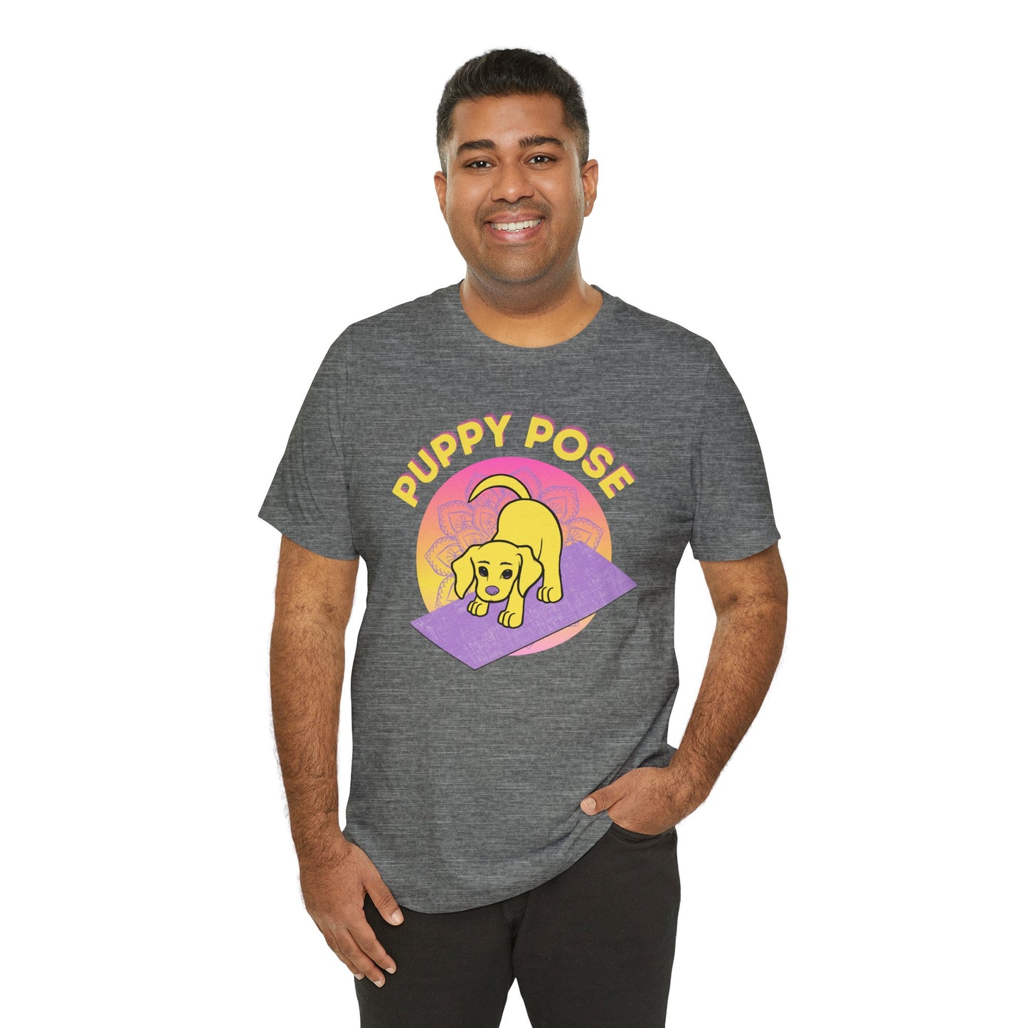 Pawmaste Happy Husky Puppy Yoga Shirt Unisex Classic Tee