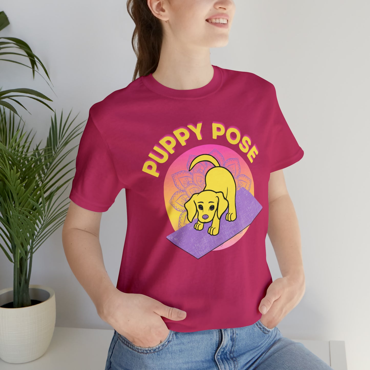 Puppy Pose with Yogi the Rescue Puppy Yoga Mascot Unisex Classic Tee