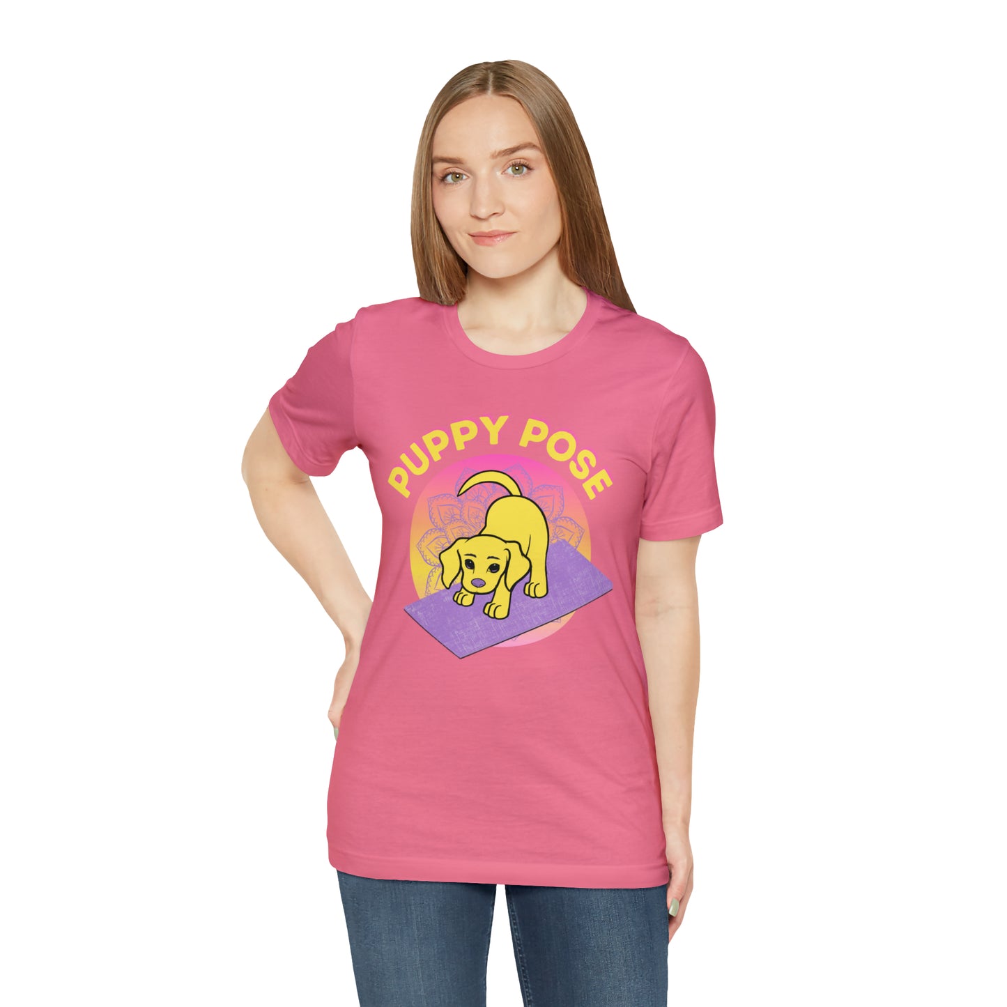 Puppy Pose with Yogi the Rescue Puppy Yoga Mascot Unisex Classic Tee