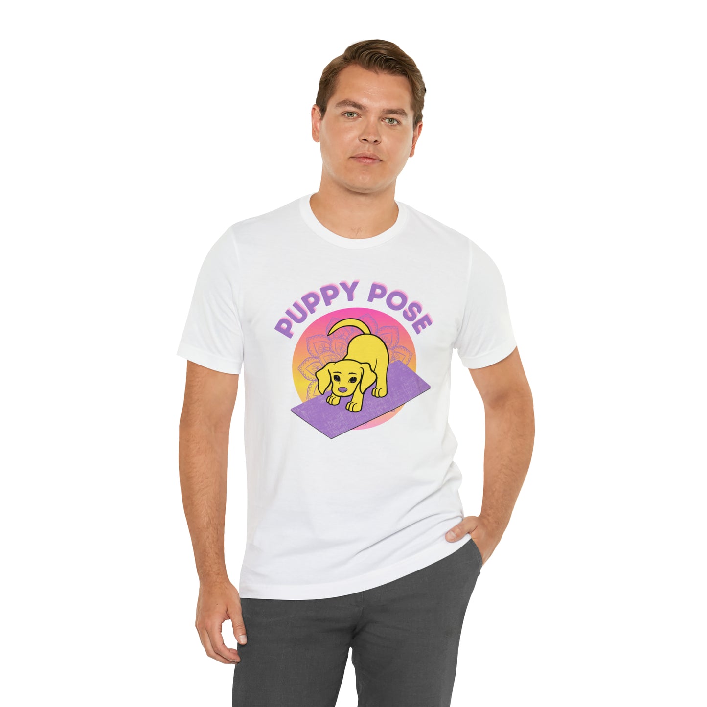 Puppy Pose with Yogi the Rescue Puppy Yoga Mascot Unisex Classic Tee