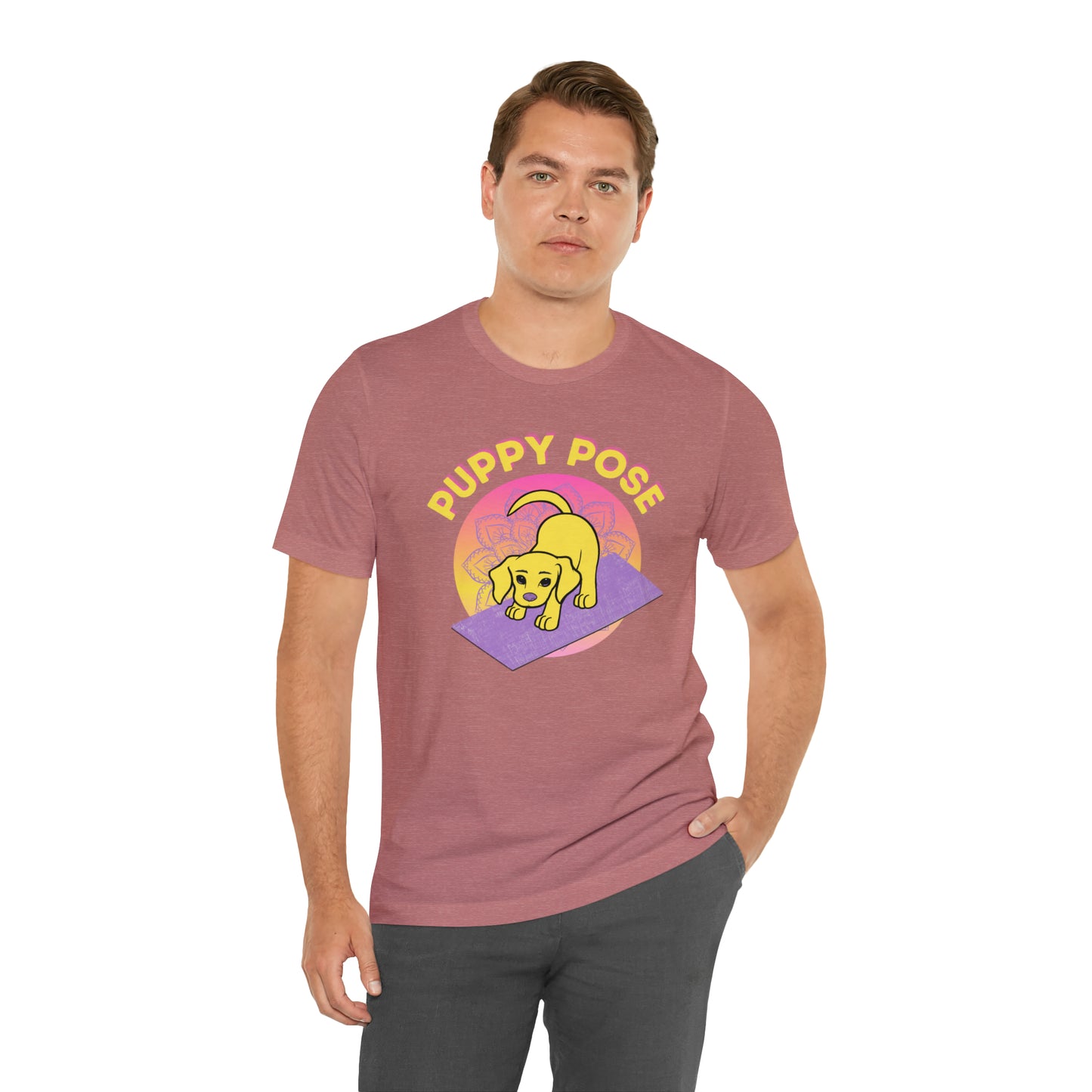 Puppy Pose with Yogi the Rescue Puppy Yoga Mascot Unisex Classic Tee