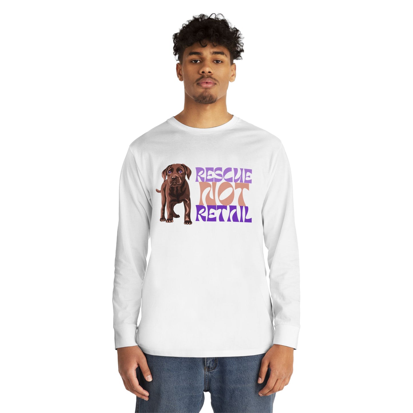 Rescue Not Retail Rescue Puppy Yoga Long Sleeve Tee – Adopt Don’t Shop Dog Rescue Shirt
