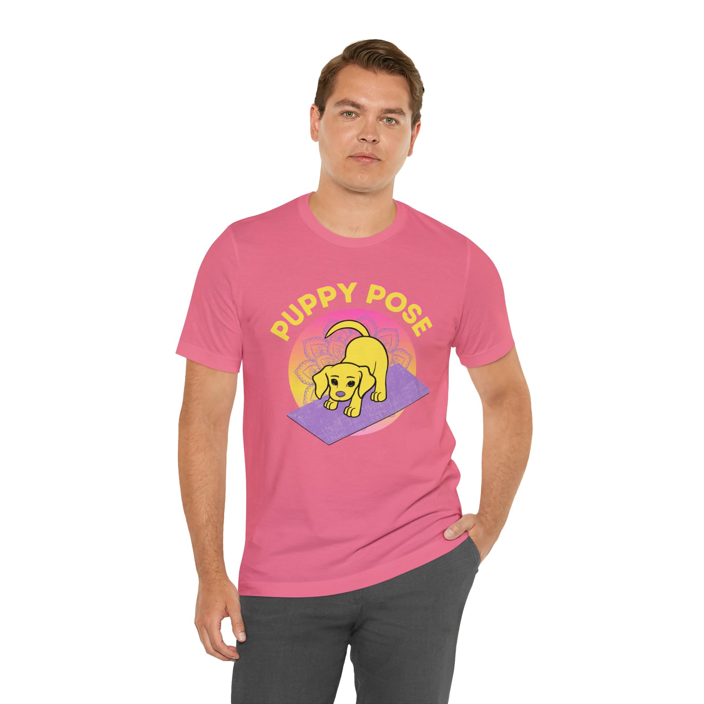 Puppy Pose with Yogi the Rescue Puppy Yoga Mascot Unisex Classic Tee