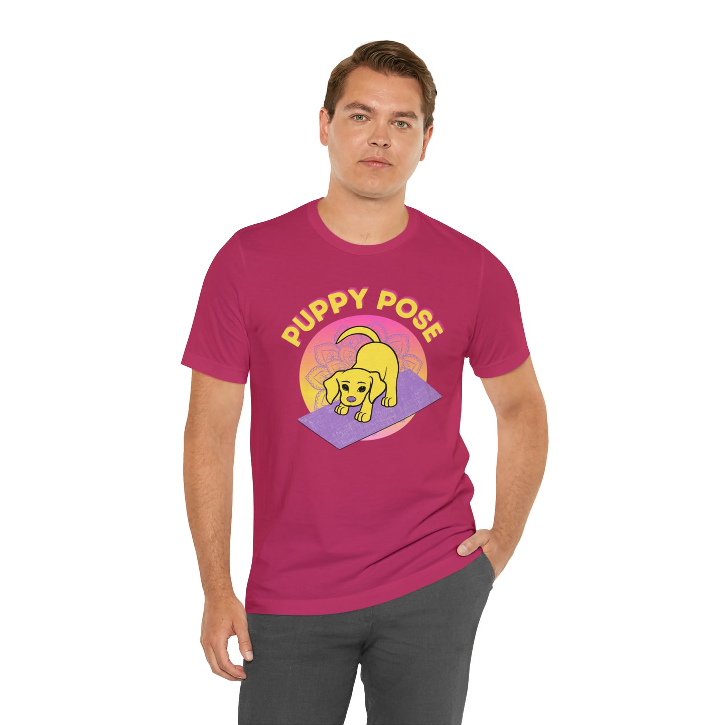 Puppy Pose with Yogi the Rescue Puppy Yoga Mascot Unisex Classic Tee