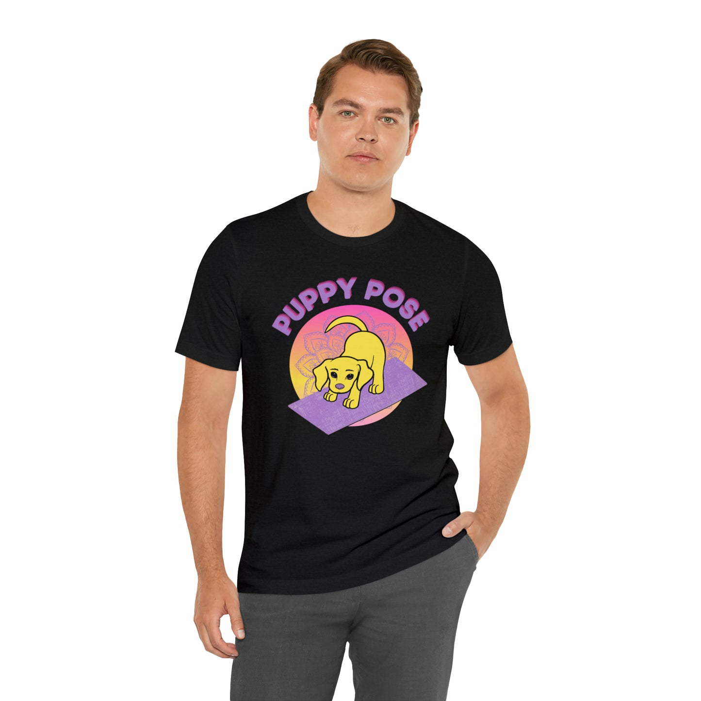 Puppy Pose with Yogi the Rescue Puppy Yoga Mascot Unisex Classic Tee