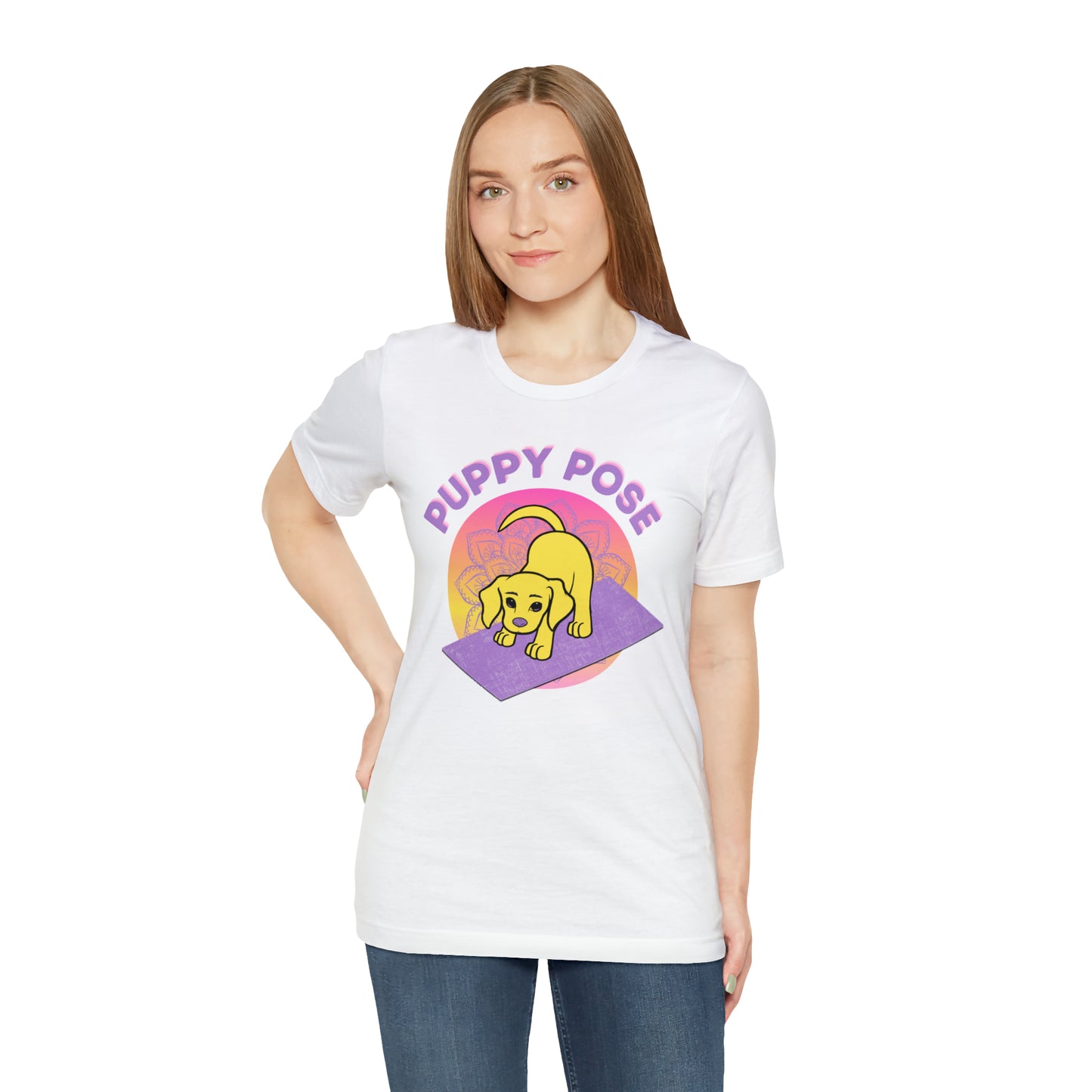 Puppy Pose with Yogi the Rescue Puppy Yoga Mascot Unisex Classic Tee