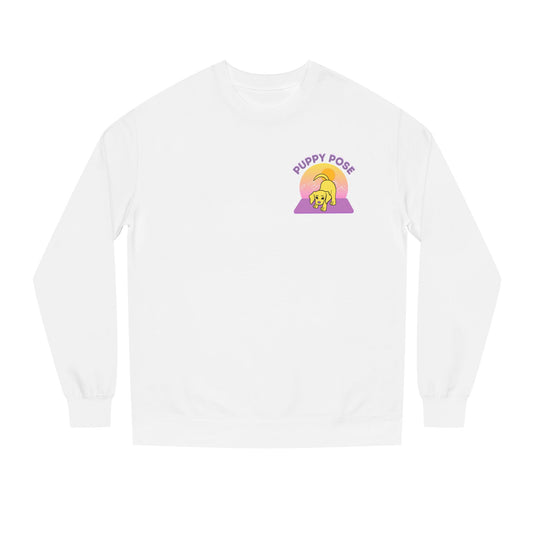 Puppy Pose Mountain Sunset Rescue Puppy Yoga Crewneck Sweatshirt