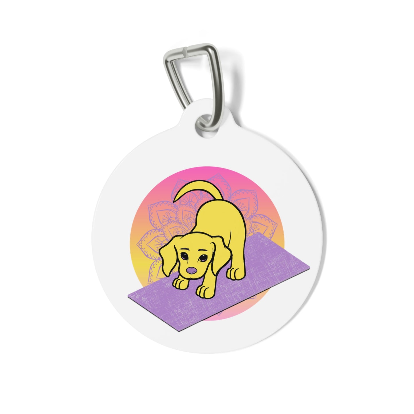 Yogi the Rescue Puppy Yoga Mascot Mandala Pet Tag