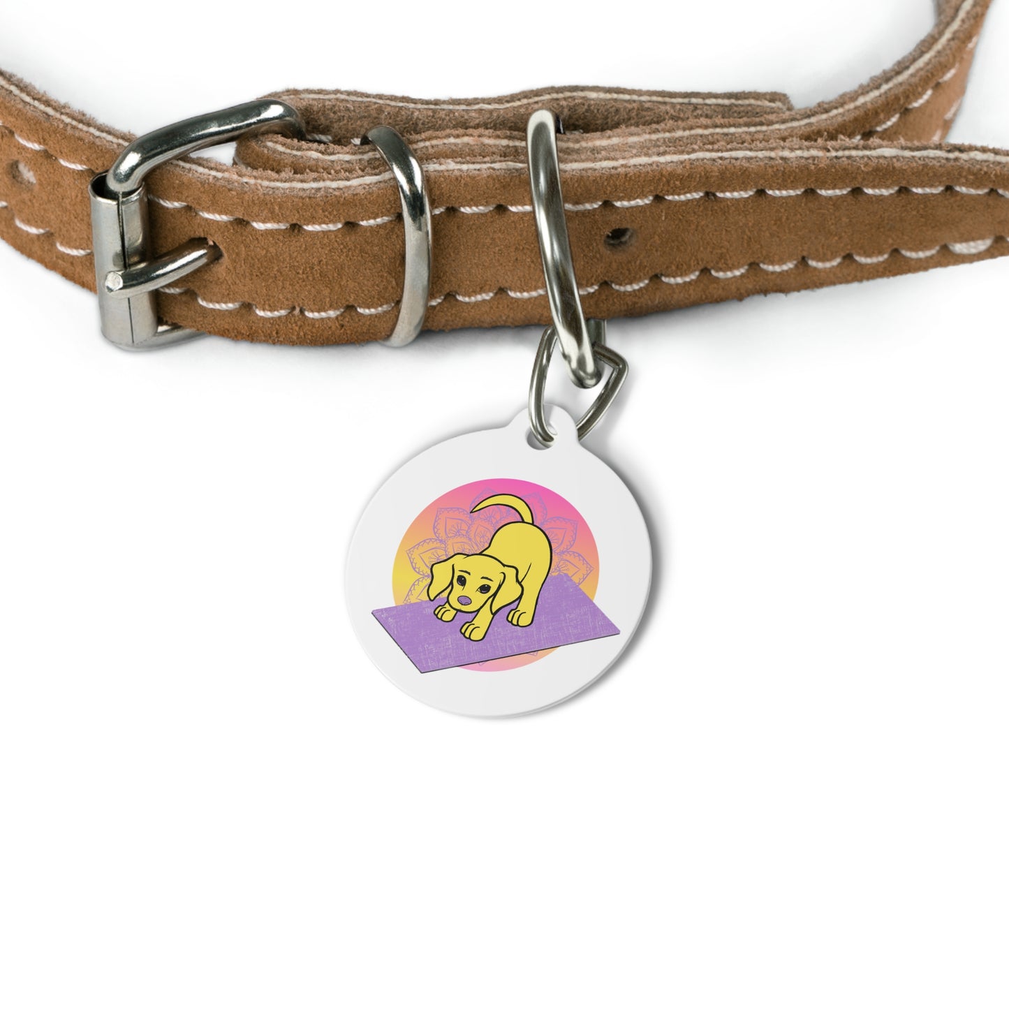 Yogi the Rescue Puppy Yoga Mascot Mandala Pet Tag