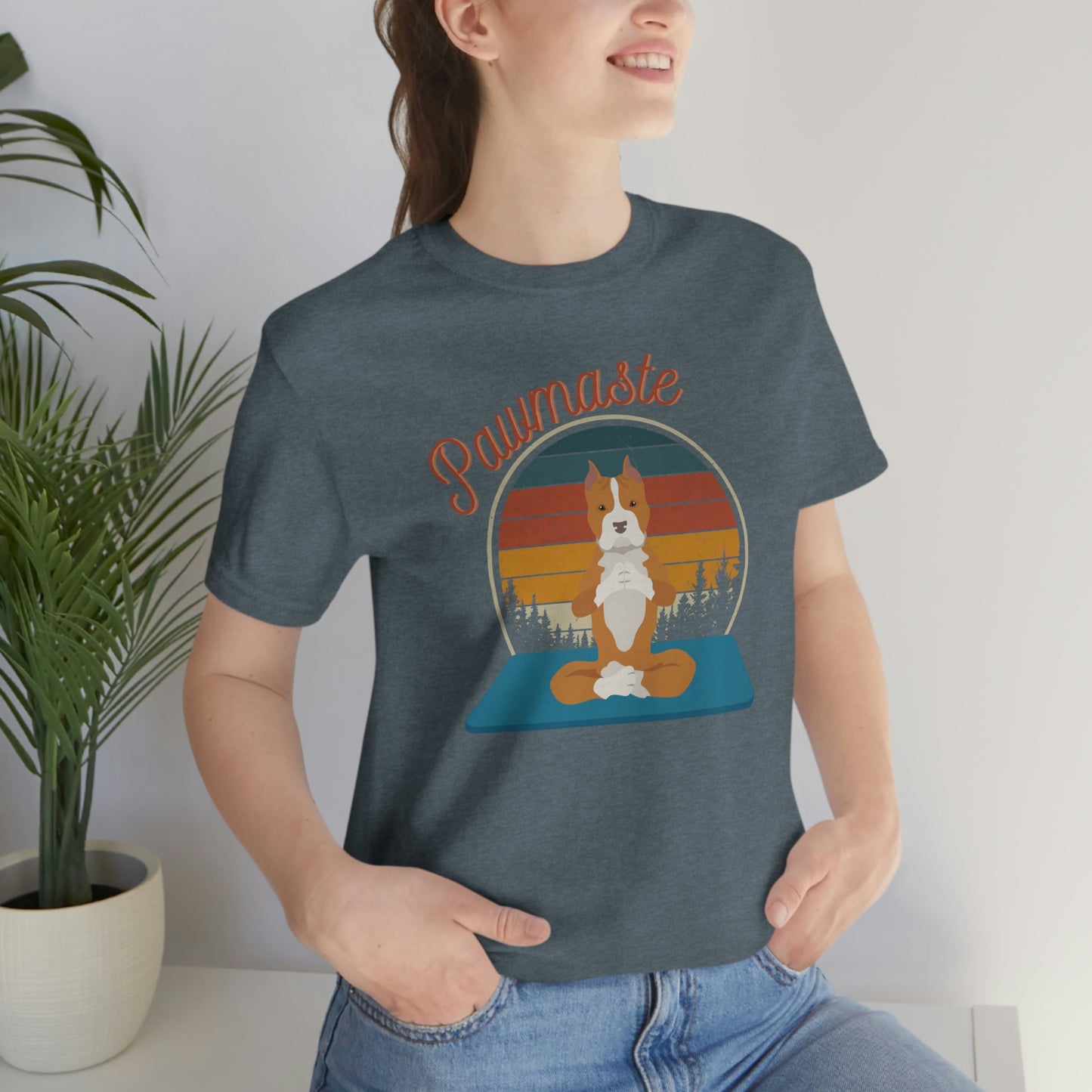 Pawmaste Pitbull Puppy Yoga Mountain Shirt Unisex Classic Tee