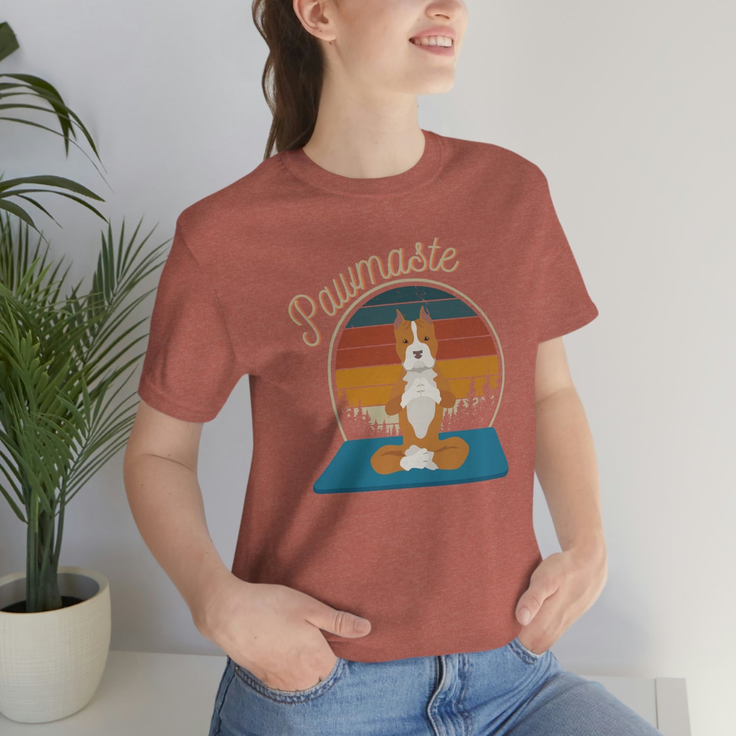 Pawmaste Pitbull Puppy Yoga Mountain Shirt Unisex Classic Tee