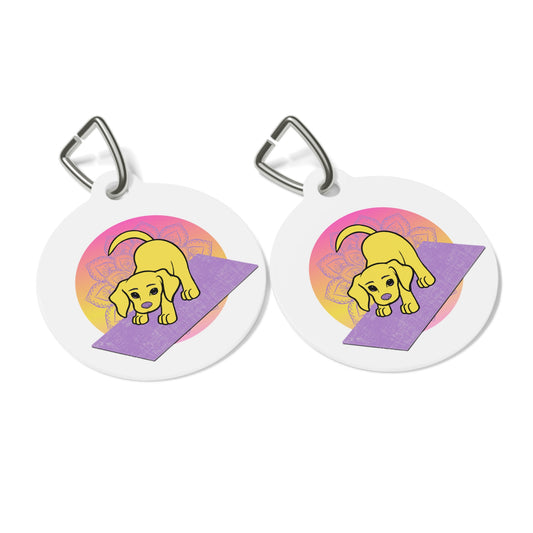 Yogi the Rescue Puppy Yoga Mascot Mandala Pet Tag