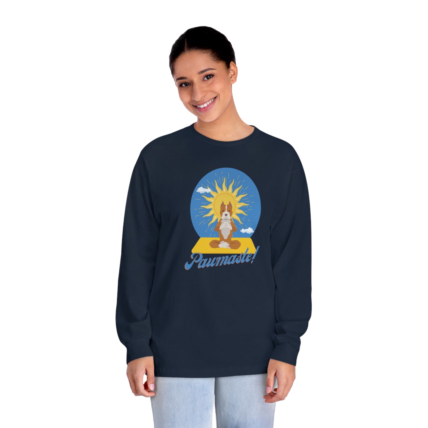 Pawmaste Pitbull Puppy Yoga Unisex Long Sleeve Tee