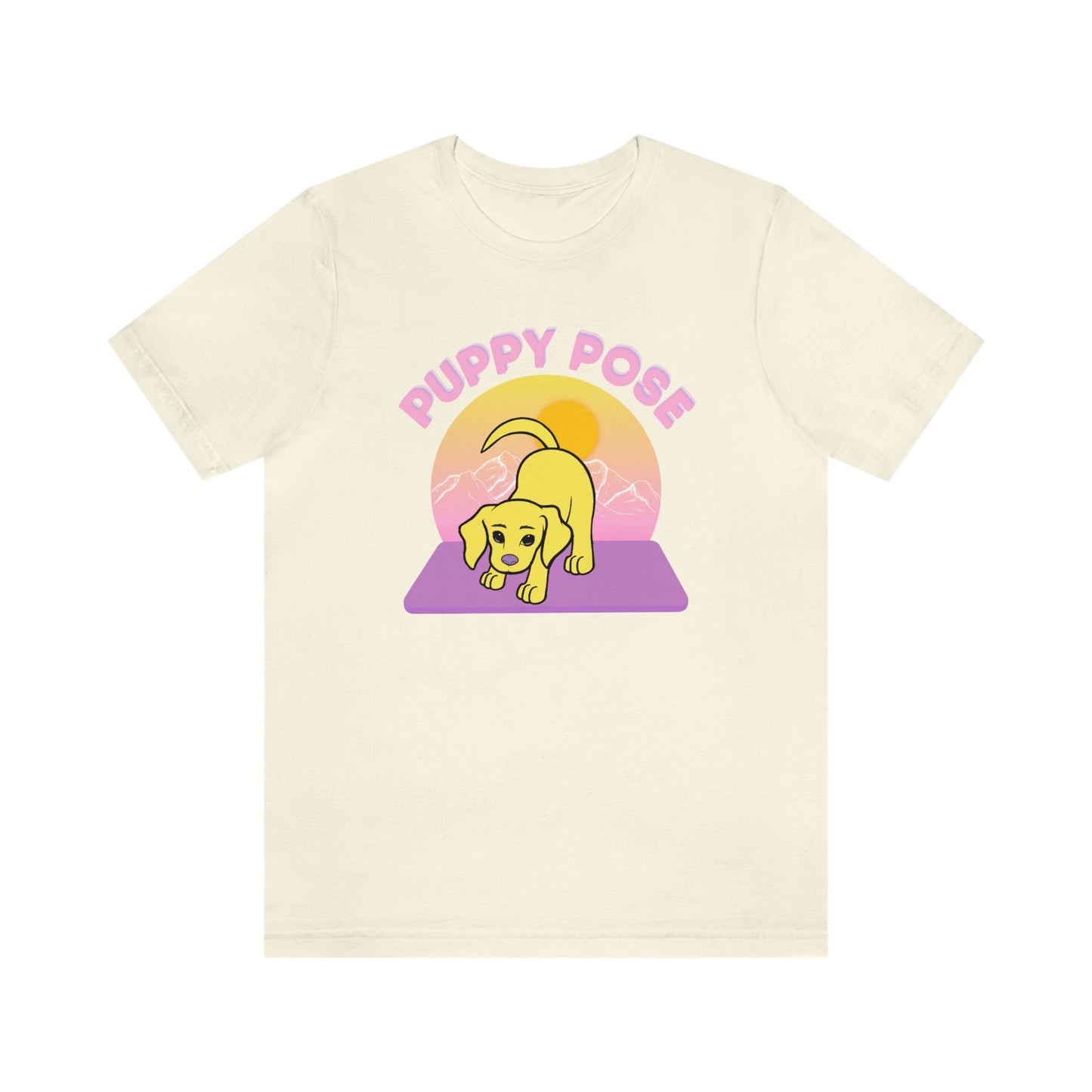 Puppy Pose with Yogi the Rescue Puppy Yoga Mascot Mountain Seen Unisex Classic Tee