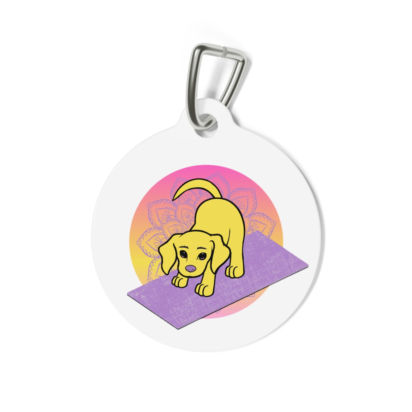 Yogi the Rescue Puppy Yoga Mascot Mandala Pet Tag