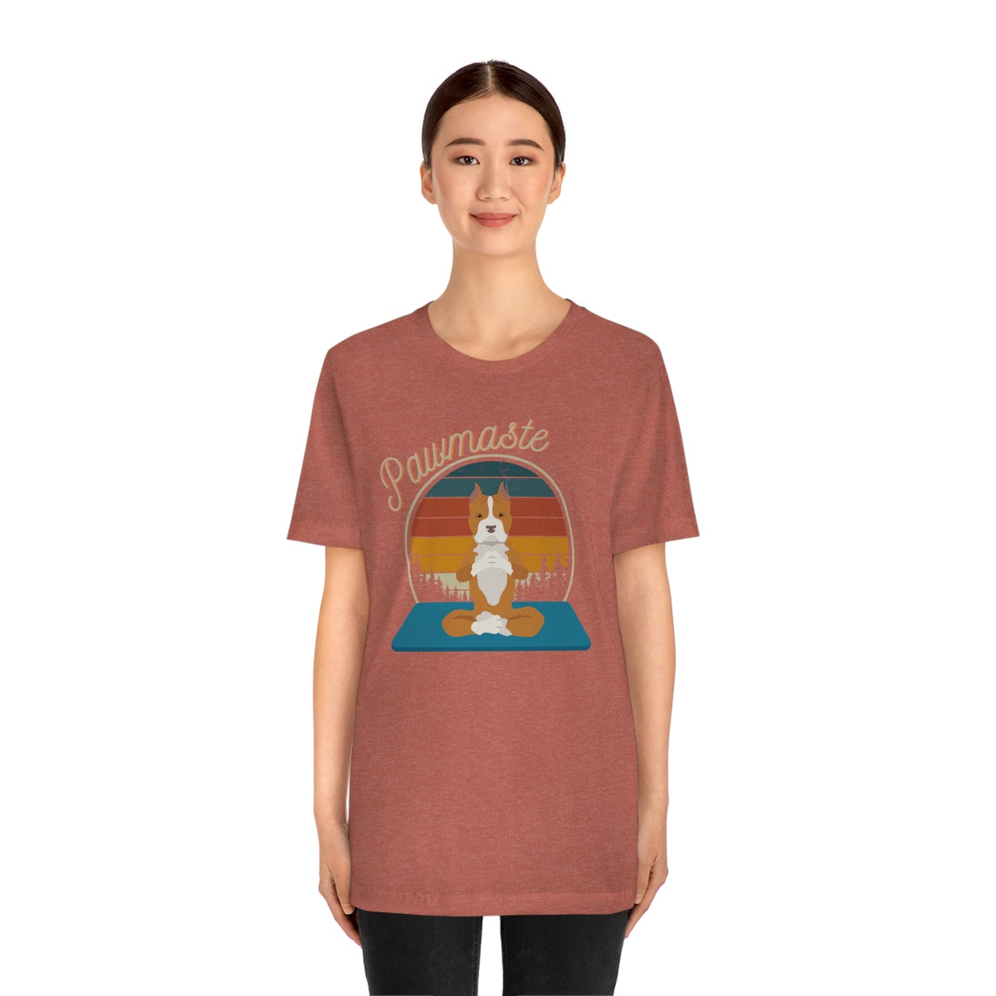 Pawmaste Pitbull Puppy Yoga Mountain Shirt Unisex Classic Tee